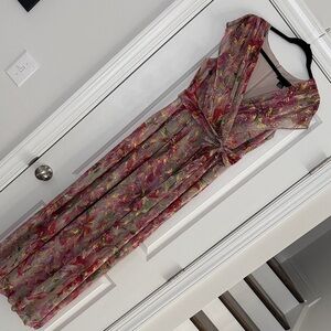 Jessica Howard Pink and Gold Floral Maxi Dress